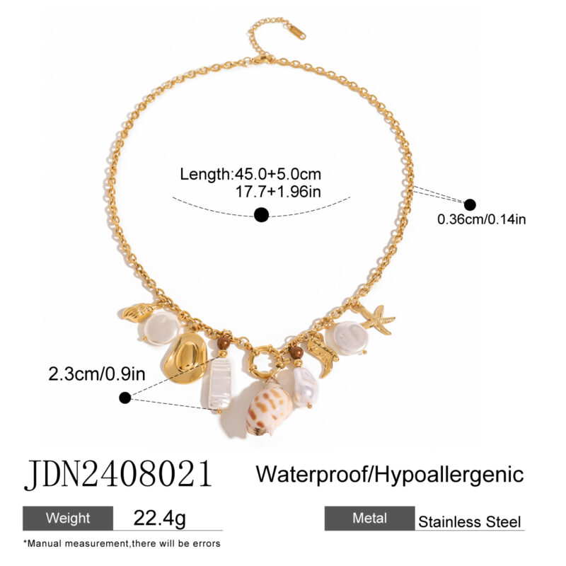 Youthway Bohemian Stainless Steel Pearl Conch Starfish Pendant Necklace For Women Waterproof Ocean Beach Jewelry Gift - Image 5