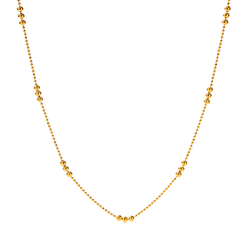 Waterproof 18K Gold Plated Stainless Steel Jewelry Charm Bead Chain Choker Necklace for Girls