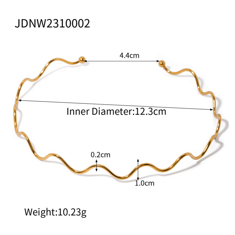 J&D Jewelry Waterproof Stainless Steel Necklace Stacking Irregular Collar Wavy Neck Choker for Girls - Image 6