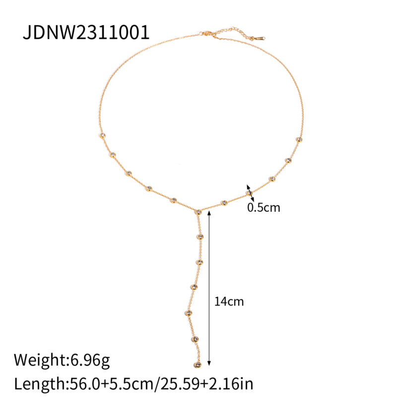 J&D Jewelry Dainty 18K PVD Gold Plated Stainless Steel Cubic Zirconia Long Y Shape Chain Necklace - Image 6