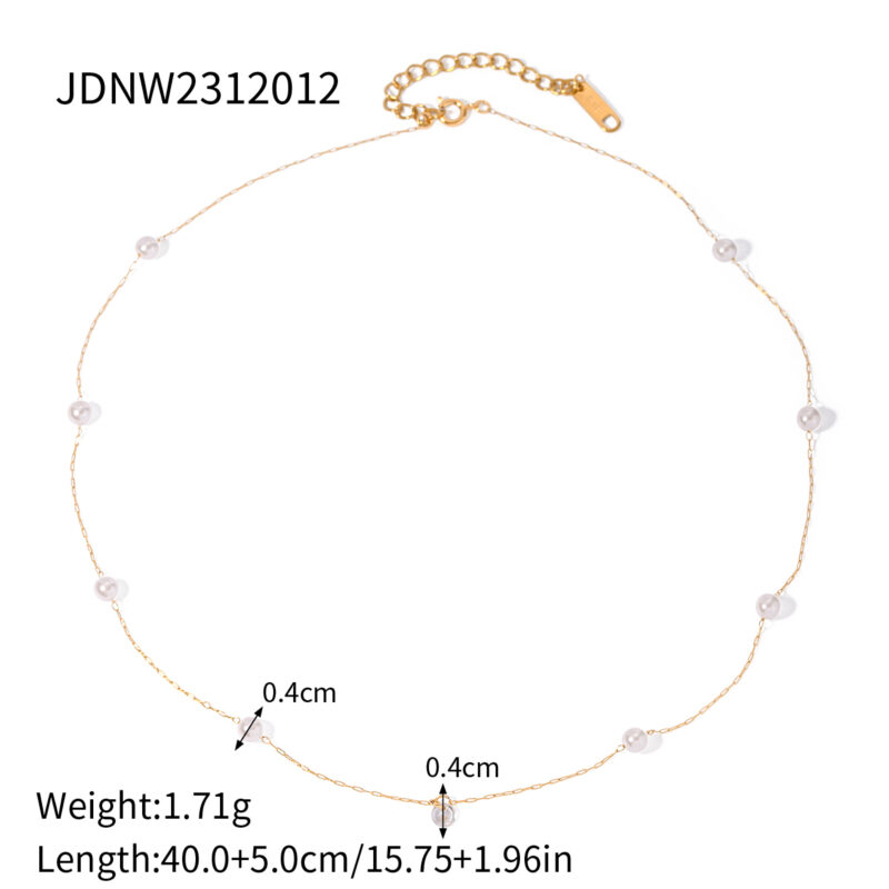 J&D Minimalist Stainless Steel Jewelry 18K PVD Gold 5A High Quality Pearl Crystal Pendant Necklace Women - Image 6