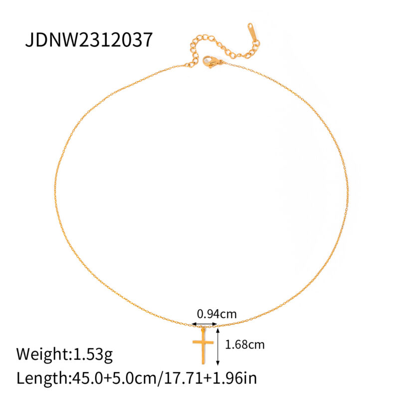 18k Clean Fit 18K Gold Plated Stainless Steel Minimalist Jewelry Religious Cross Pendant Necklace Women - Image 6