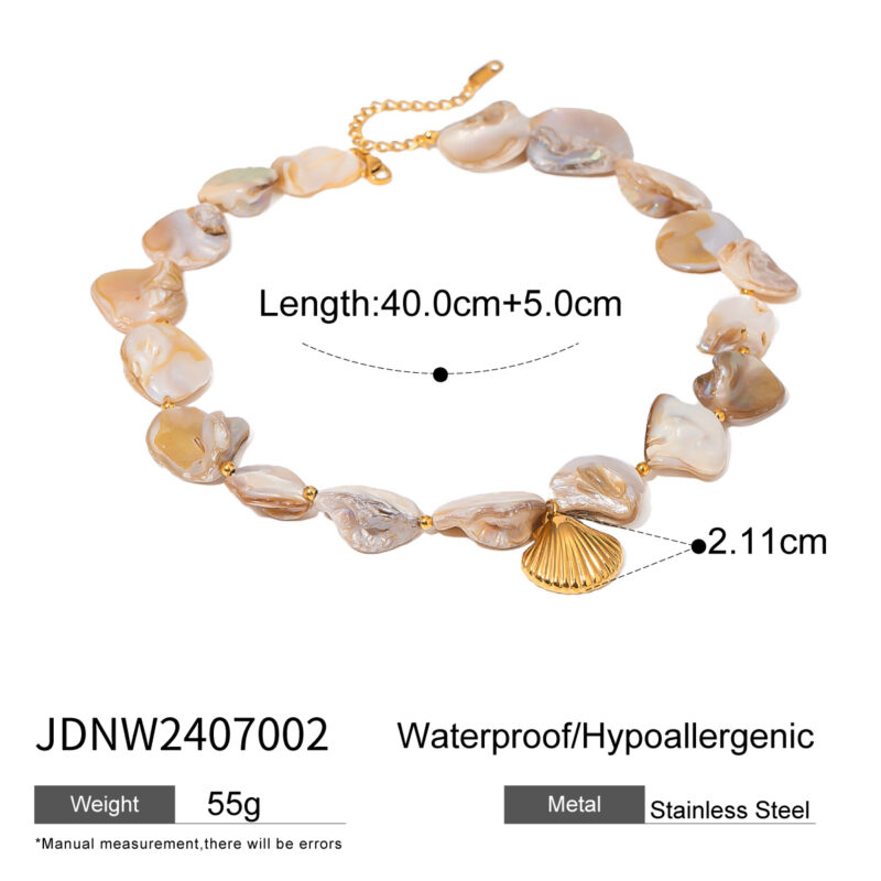 J&D 18k Gold Stainless Steel Seashell and Scallop Pendant Necklace 40+5cm - Image 5
