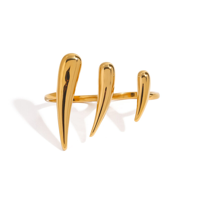 Bold Claw Contemporary Design 18K Gold Stainless Steel Modern Statement Jewelry Open Size Adjustable Ring
