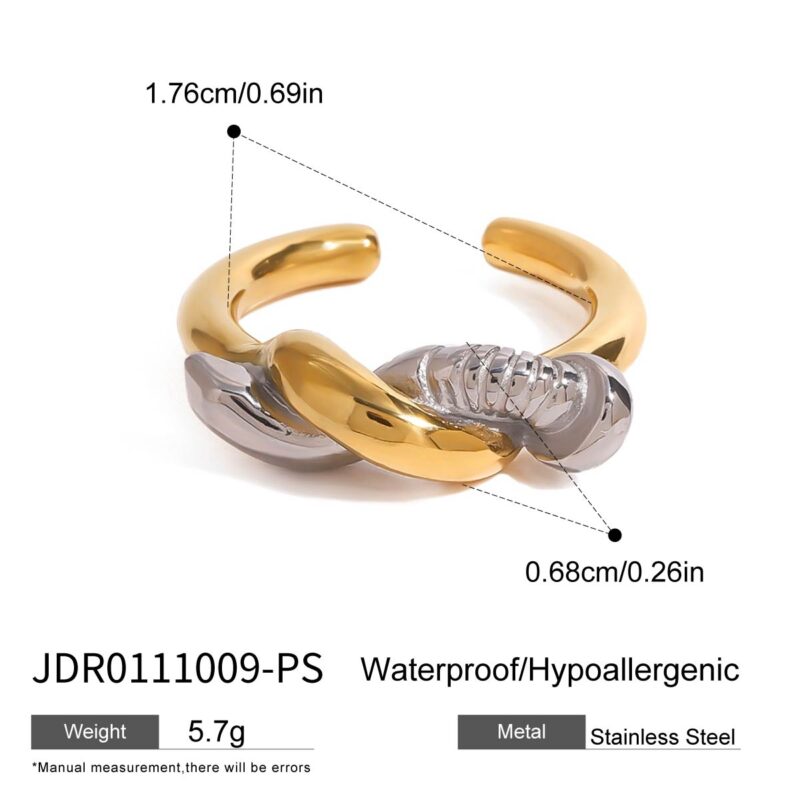 Ladies modern minimalist 18k PVD gold stainless steel gold and silver color matching nail wound split ring - Image 5
