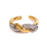 Ladies modern minimalist 18k PVD gold stainless steel gold and silver color matching nail wound split ring