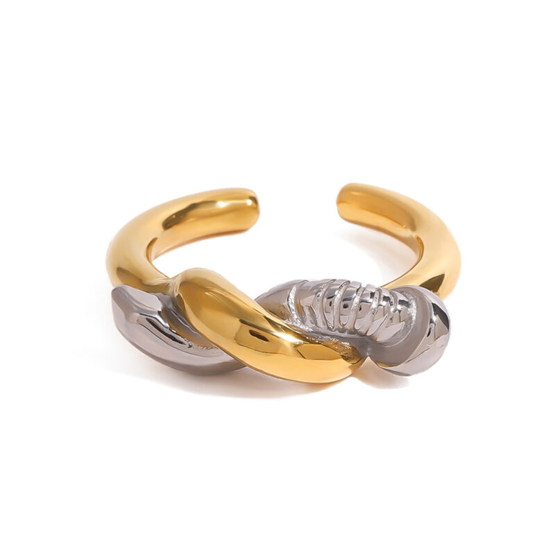 Ladies modern minimalist 18k PVD gold stainless steel gold and silver color matching nail wound split ring