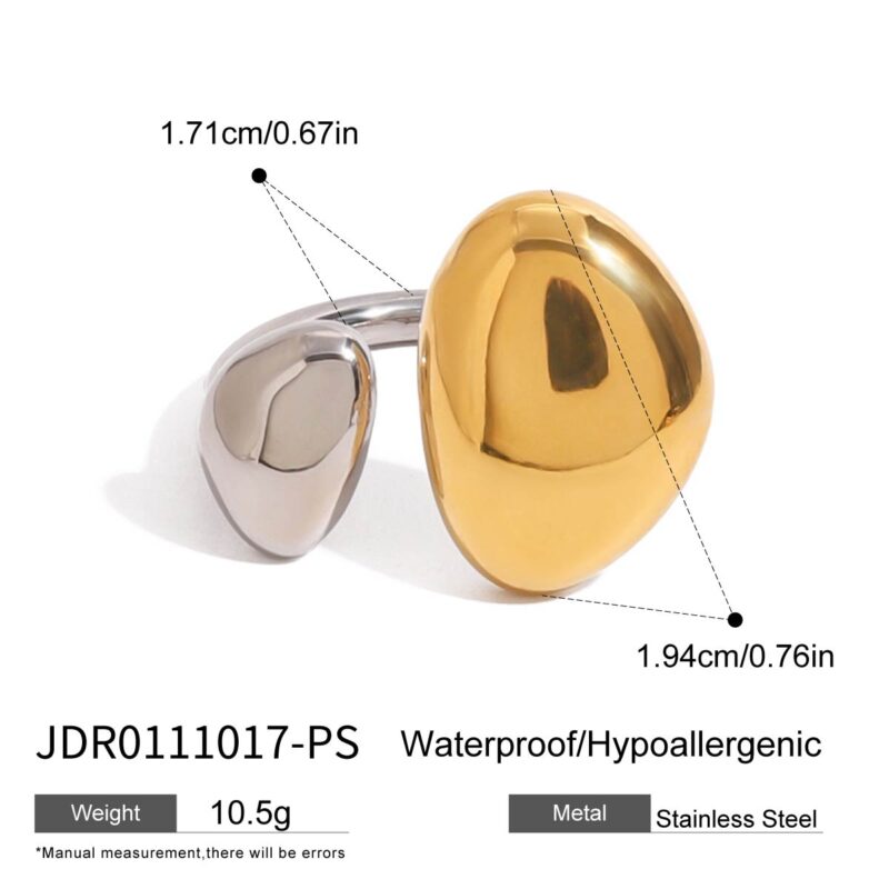 Modern Minimalist Irregular Open Ring 18K Gold Stainless Steel Simple Design One Pair Jewelry - Image 5