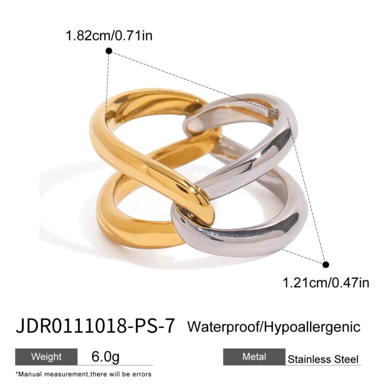 Ladies modern minimalist steel stainless steel simple cross hollow hammer adjustable split ring - Image 2