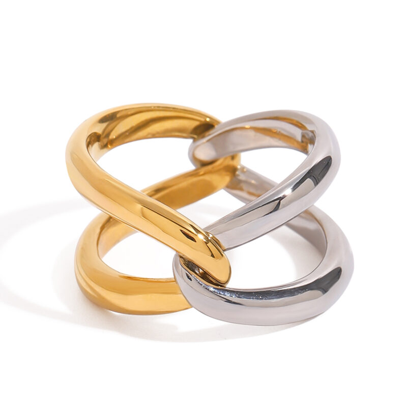 Ladies modern minimalist steel stainless steel simple cross hollow hammer adjustable split ring
