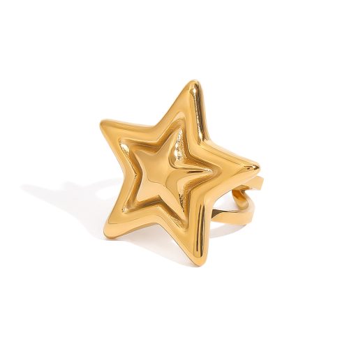 18k PVD gold stainless steel smooth star  ring