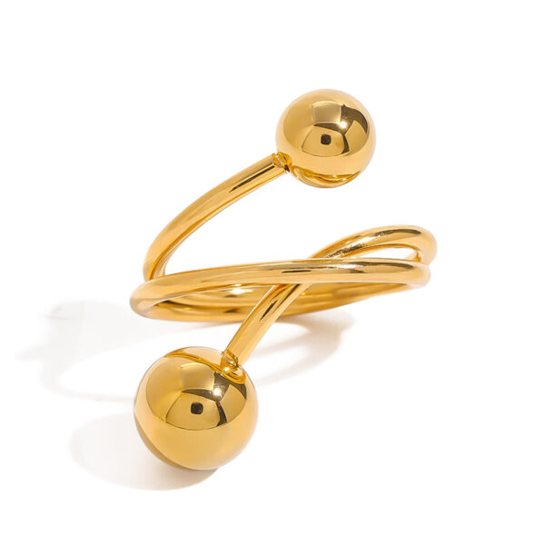 Modern 18K Gold Stainless Steel Personalized Ball Three-Layer Line Winding Rings