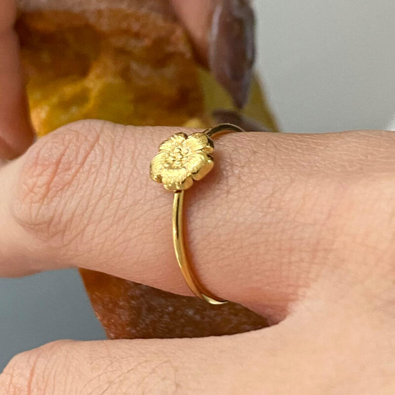 18K Gold Stainless Steel Ribbed Shell and Starfish With Round Water Drop Double-Layer Rings Set - Image 6