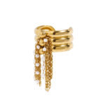 Modern classic 18k gold stainless steel imitation shell bead layer  bead chain tassel ring