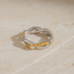 J&D 18K Gold Plate Stainless Steel Rings Modern Classic Shell Double Layer Winding Hollow Ribbed Snake Ring