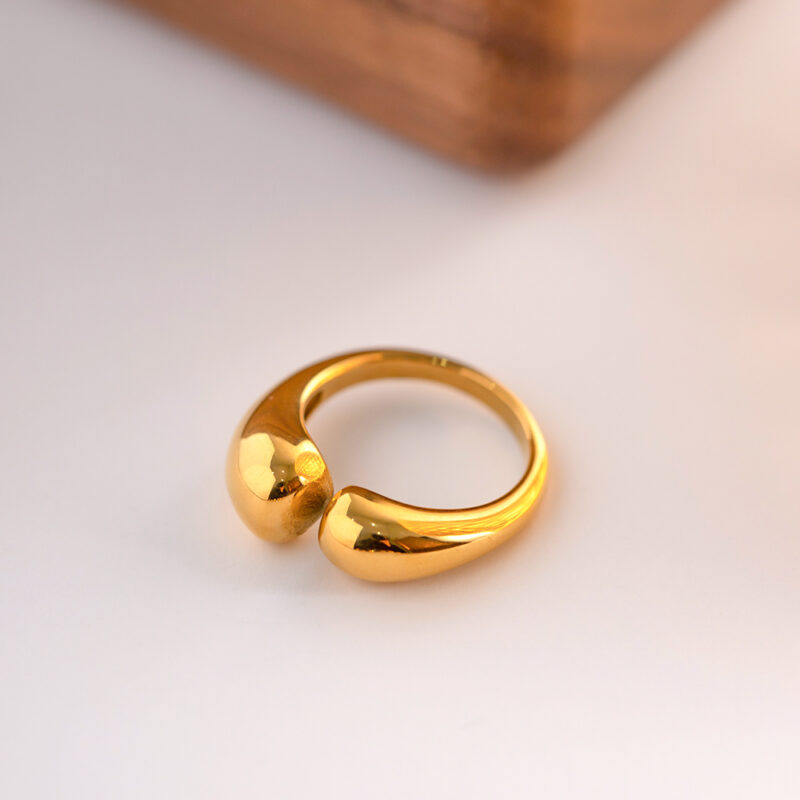 Customization Color 18K Gold Plated Band Finger Ring Fashion Chunky Irregular Hollow Jewelry for Women - Image 4