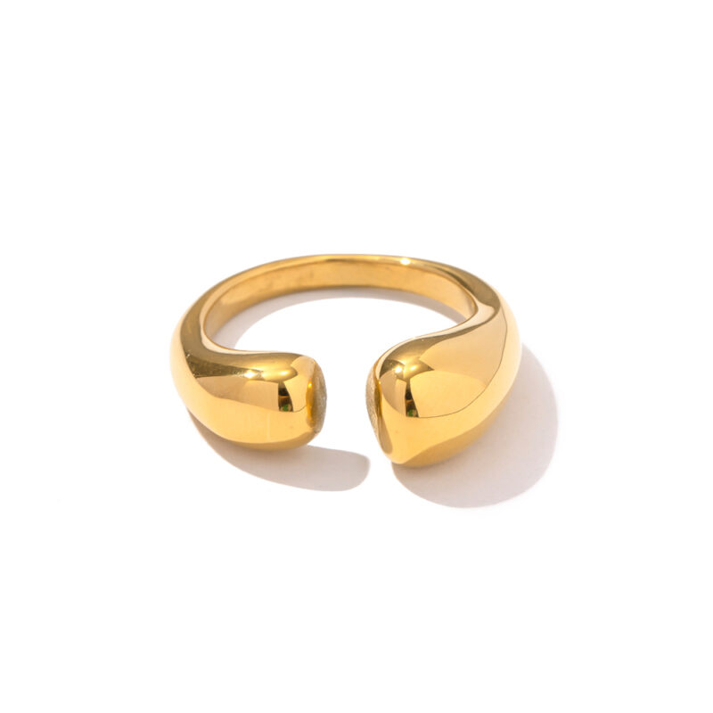 Customization Color 18K Gold Plated Band Finger Ring Fashion Chunky Irregular Hollow Jewelry for Women
