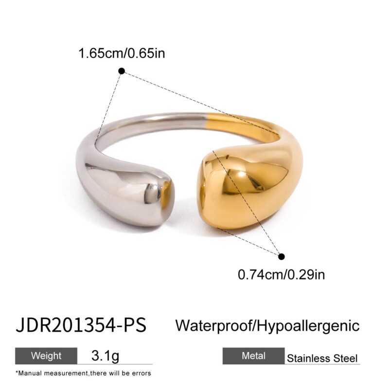 18K Gold Stainless Steel Rhinestone White Rhinestone Women Ring - Image 5