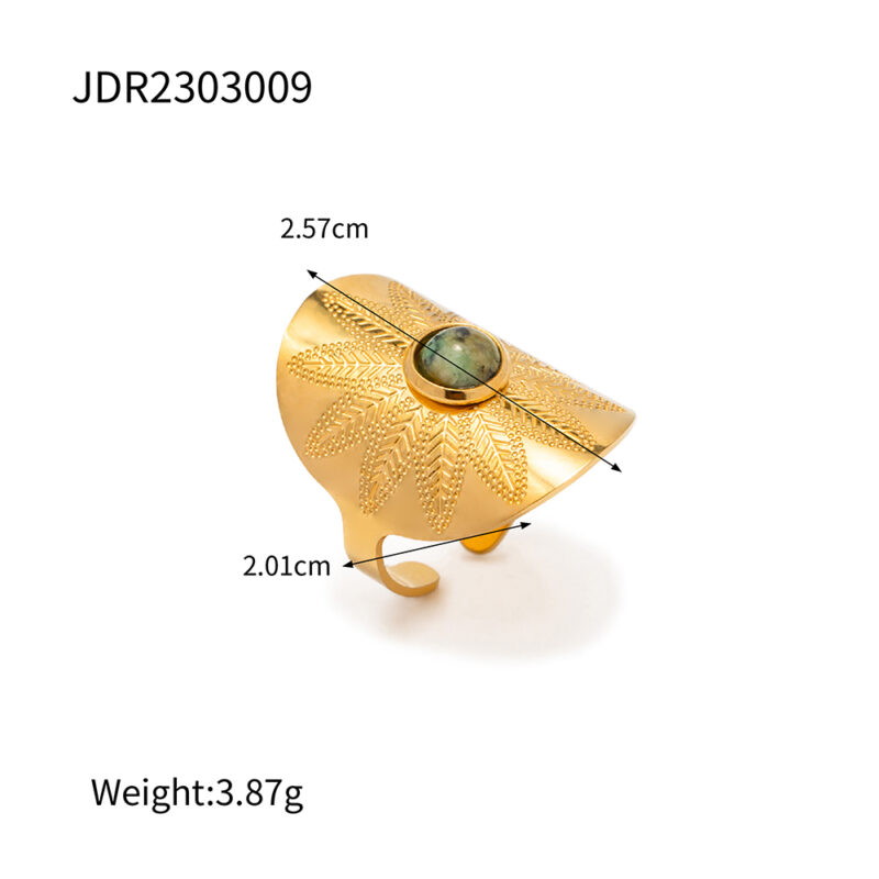 18K Gold Plated Stainless Steel Vintage Open Africa Turquoise Stone Ring Width Rings High-quality for Girls Women - Image 5
