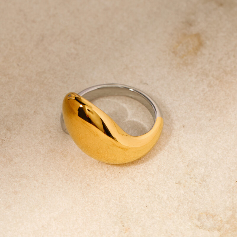 Minimalist Jewelry 18K Gold Plated Rings for Women Stainless Steel Color Matching Chunky Open Rings - Image 4