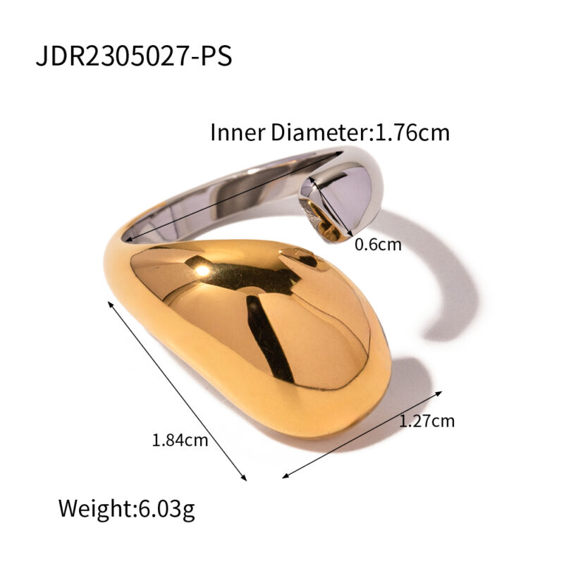 Minimalist Jewelry 18K Gold Plated Rings for Women Stainless Steel Color Matching Chunky Open Rings - Image 5