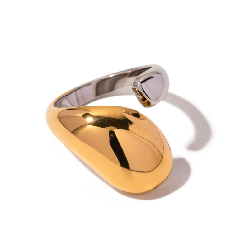 Minimalist Jewelry 18K Gold Plated Rings for Women Stainless Steel Color Matching Chunky Open Rings