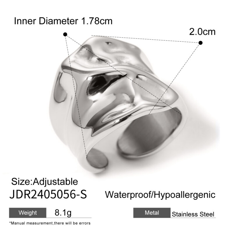 Jewelry Simple 18K PVD Gold Plated High Polish Stainless Steel Statement Chunky Heart Finger Ring - Image 5