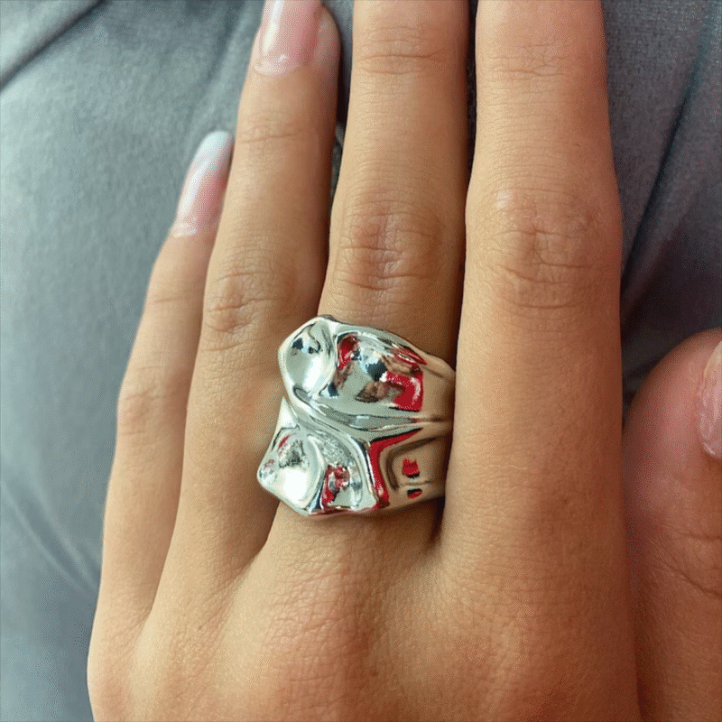 Jewelry Simple 18K PVD Gold Plated High Polish Stainless Steel Statement Chunky Heart Finger Ring - Image 2
