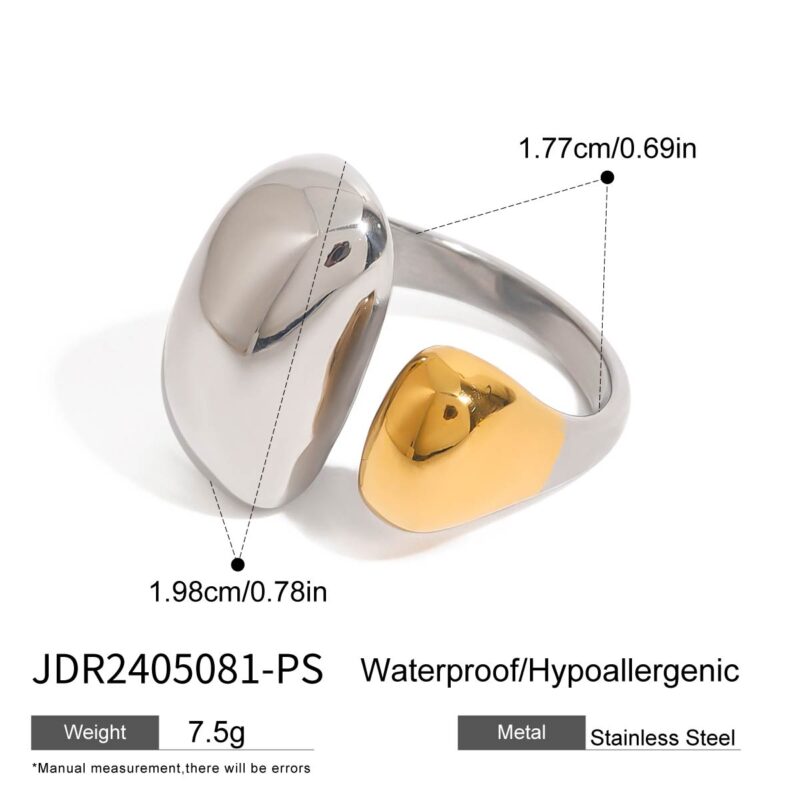 Luxury Chunky Stainless Steel 18K Gold Rings Layered Two Tone Water Drop Zircon Rings? - Image 5