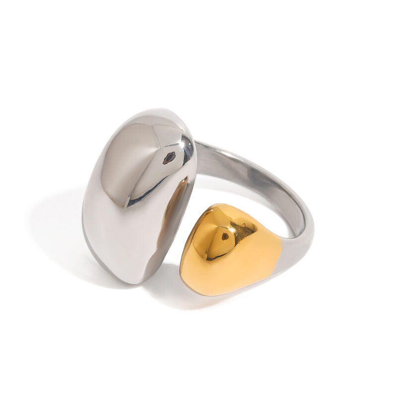 Luxury Chunky Stainless Steel 18K Gold Rings Layered Two Tone Water Drop Zircon Rings?