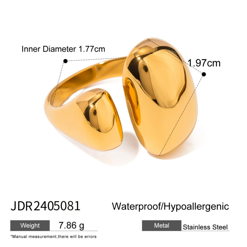 Jewelry Asymmetrically Sized Double Split Ring 18K PVD Gold Silver Plated Stainless Steel Clean Fit Ring - Image 5