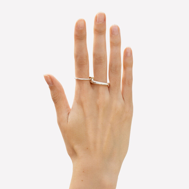 Jewelry Asymmetrically Sized Double Split Ring 18K PVD Gold Silver Plated Stainless Steel Clean Fit Ring - Image 2