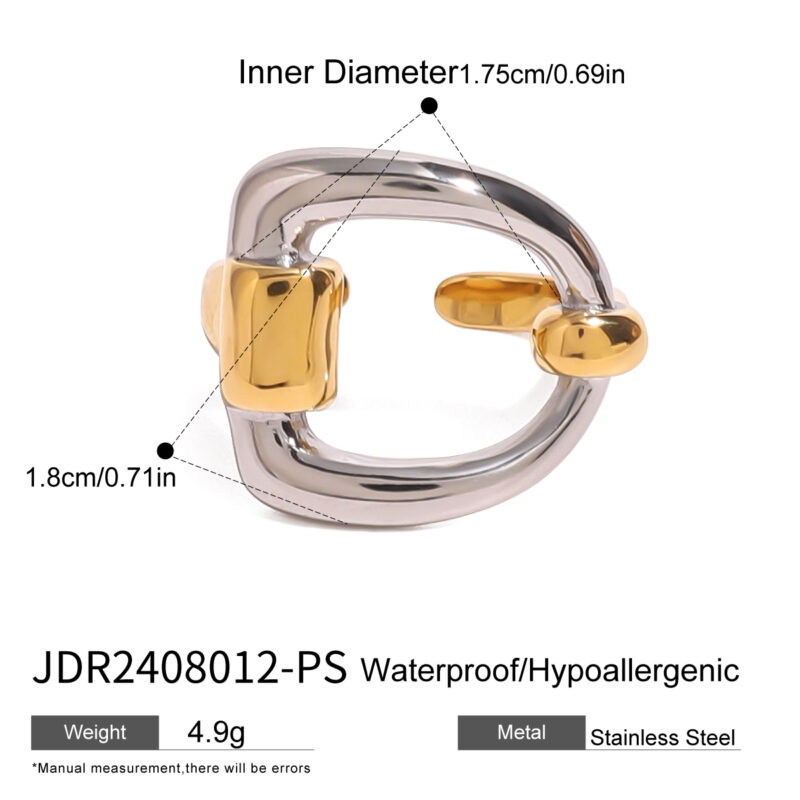 18K Gold Minimalist Jewelry Design Stainless Steel Letter D Open Ring - Image 5