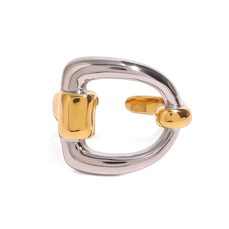 18K Gold Minimalist Jewelry Design Stainless Steel Letter D Open Ring