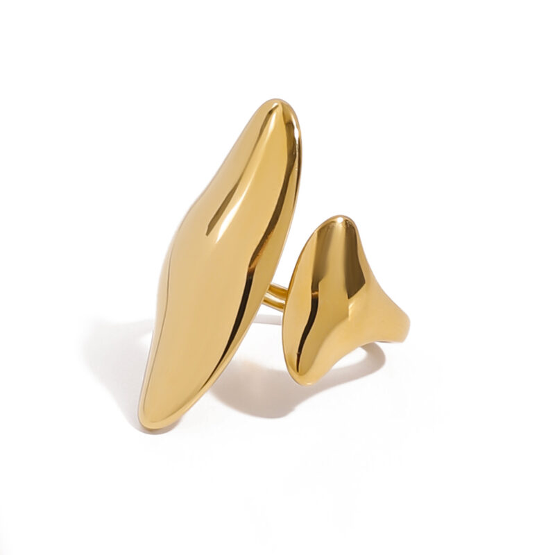 18K Gold Minimalist Jewelry Design Stainless Steel Letter D Open Ring