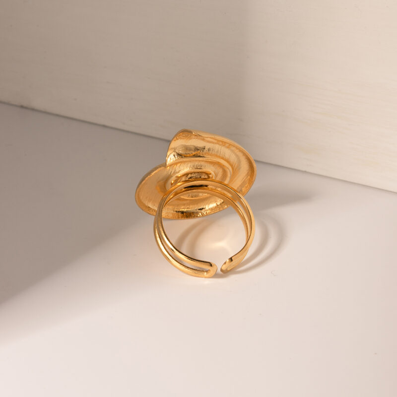Jewelry Summer 18K PVD Gold Plated Ocean Conch Ring Swirl Stainless Steel Sea Snail Opening Ring - Image 5