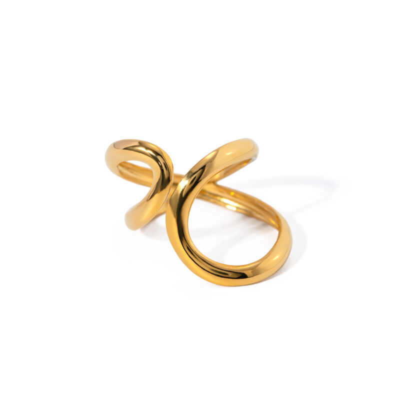 Fashion Jewelry 18K Gold Plated Stainless Steel Irregular Ring Women Geometric Simple Open Rings