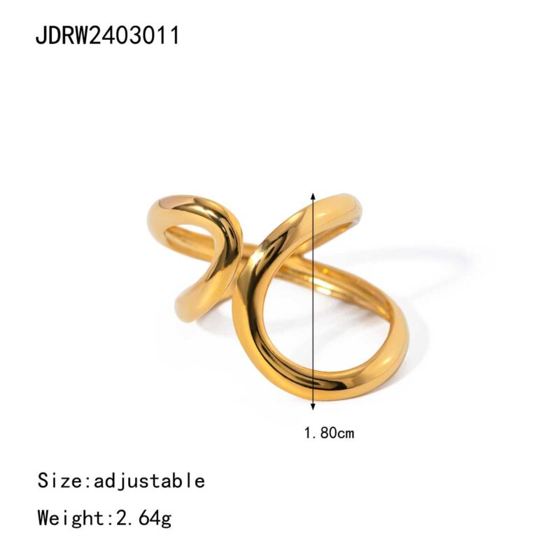 Fashion Jewelry 18K Gold Plated Stainless Steel Irregular Ring Women Geometric Simple Open Rings - Image 2