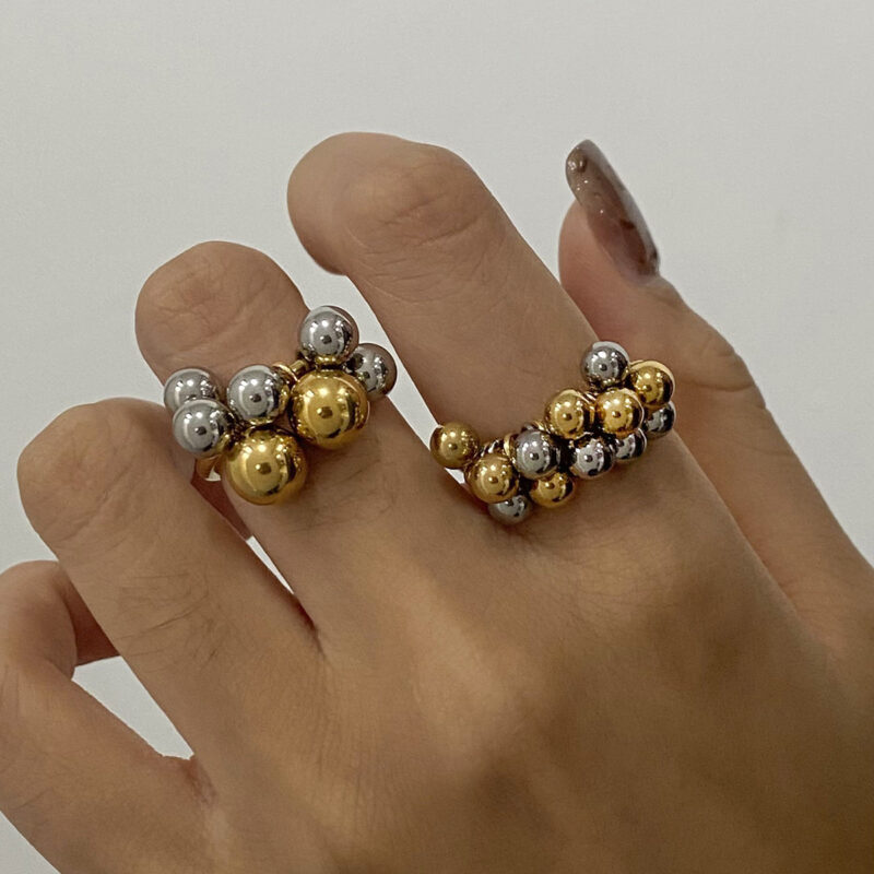 18k Gold Stainless Steel Irregular Geometric Line Liquid Open Ring Funky Trendy Adjustable Jewelry - Image 2