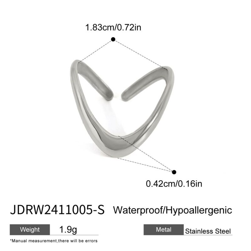 18k Gold Stainless Steel Irregular Geometric Line Liquid Open Ring Funky Trendy Adjustable Jewelry - Image 4
