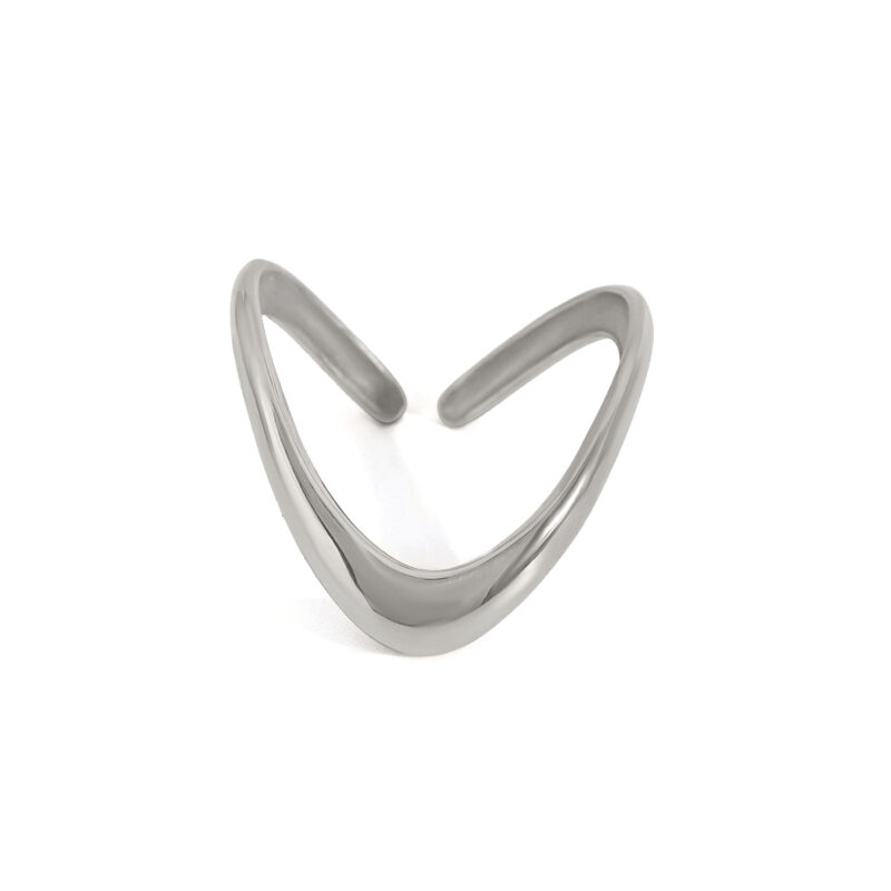 18k Gold Stainless Steel Irregular Geometric Line Liquid Open Ring Funky Trendy Adjustable Jewelry