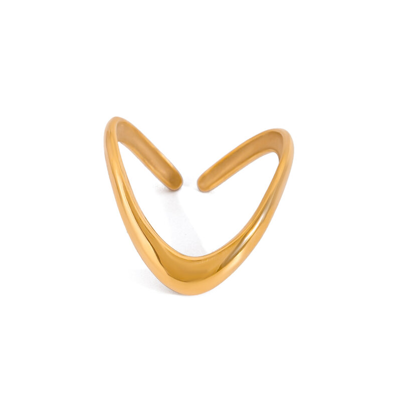 18k Gold Stainless Steel Irregular Geometric Line Liquid Open Ring Funky Trendy Adjustable Jewelry