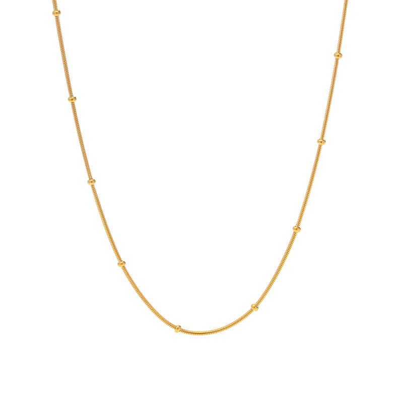 Geometric Round Snake Chain Choker Wedding Stainless Steel Interval Bead Chain Necklace for Girls