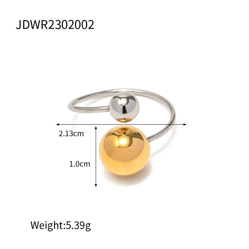 Minimalist 18K Gold IP Plating Punk Bead Ring Women Stainless Steel Small Ball Open Ring - Image 5