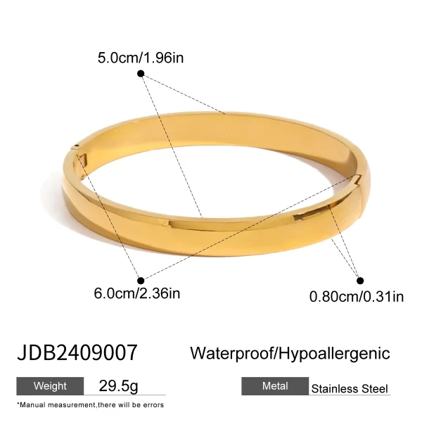 Stainless Steel Gold Color Circle Oval Smooth Bracelet For Unisex Modern Trendy Anti Allergic Jewelry Gift - Image 4
