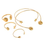 18K Gold Minimalist Scallop Seafish Stainless Steel Metal Personalized Limitation Opening Jewelry Sets for Women Gifts