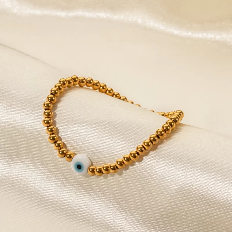 4MM Wide Stainless Steel Ball Devil Eye Stretch Bracelet Wrist Handmade Summer Jewelry 2023 Waterproof - Image 4