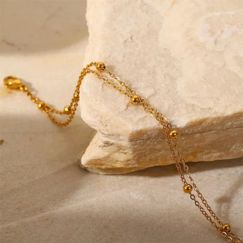 Round Bead Chain Bracelet Stainless steel 18K gold-plated metal texture rust-proof and waterproof Prevent allergy Partygif - Image 4
