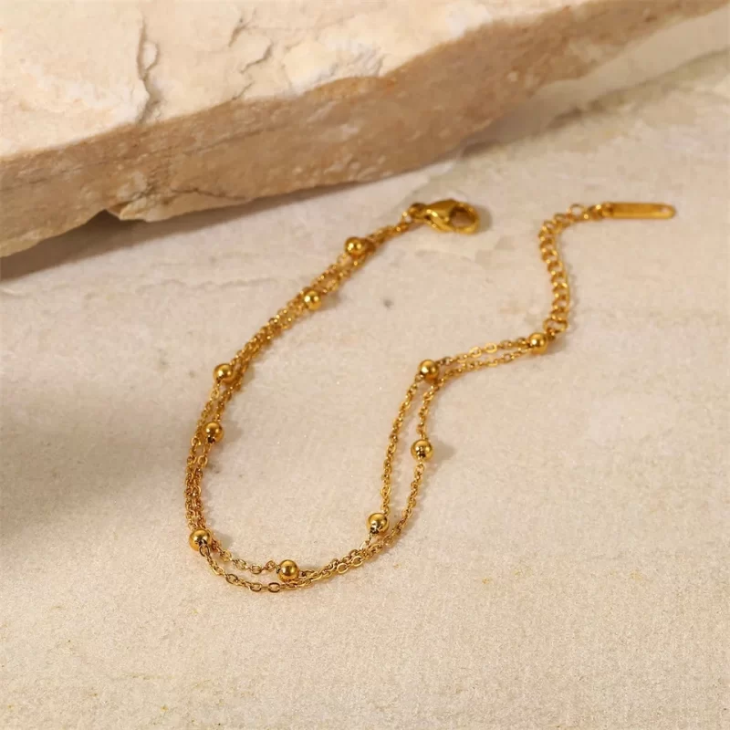 Round Bead Chain Bracelet Stainless steel 18K gold-plated metal texture rust-proof and waterproof Prevent allergy Partygif - Image 3