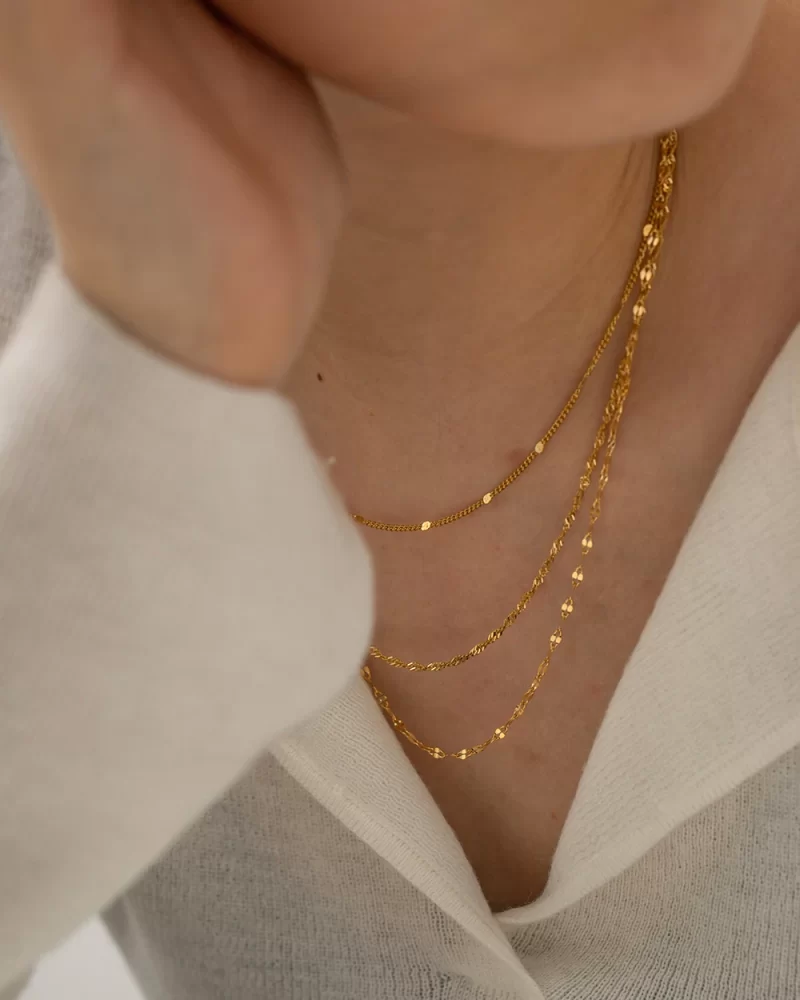 Youthway 18K Gold Color Stainless Steel Three Layer Necklace Jewelry Women Gold Color Pvd Plated Elegant Gala New - Image 3